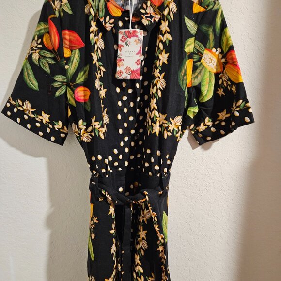 NWT Sezane x Farm Rio Elise Jumpsuit. Paraiso De Cacau Print - Picture 10 of 14